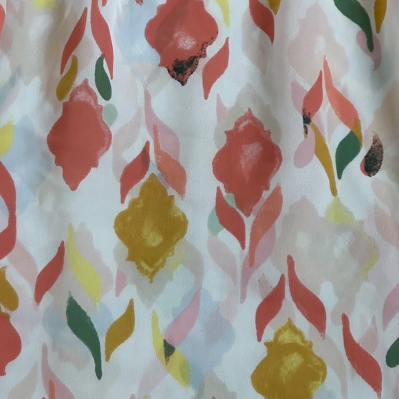 LC LAUREN CONRAD Top Flutter Sleeve Abstract Pleated Scoop Neck Peach X-Large - Picture 4 of 8